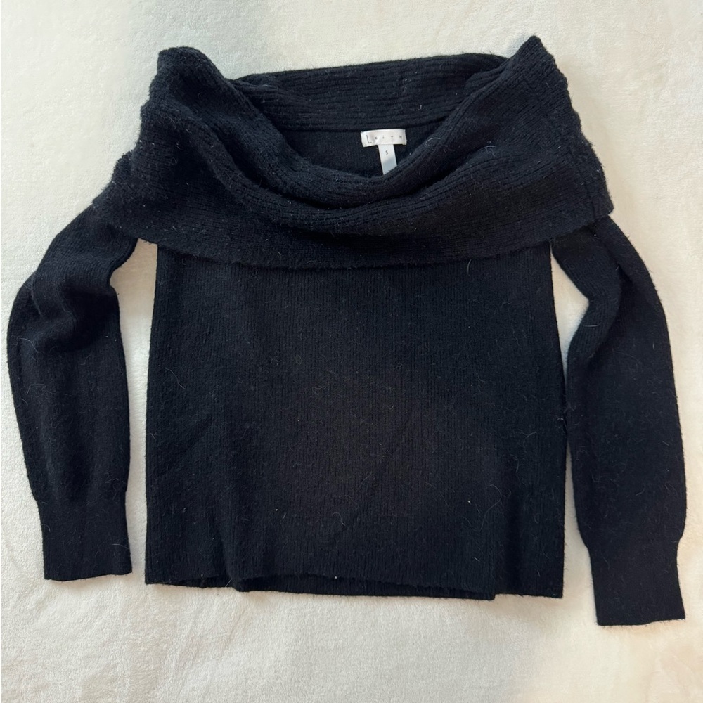 Leith Off the Shoulder Black Small Top Knit Blouse Knit Sweater Winter Fall Long